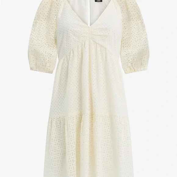Express | Dresses | Express Cream Midi Eyelet Dress | Poshmark